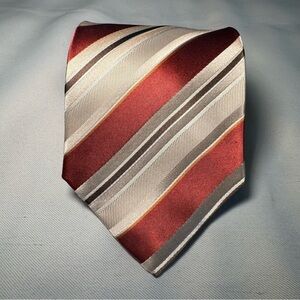 Geoffrey Beene Silk Repp Tie Red/Orange/Tan formal, office, preppy